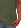 thumbnail image 7 of Ecqkame Women's Summer Cold Shoulder Linen Shirts Solid Color Loose Casual V-Neck Button Short Sleeved Lightweight Tops Green XXL, 7 of 7