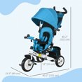 thumbnail image 3 of Qaba 6 in 1 Tricycle for Toddler 1-5 Years with Parent-Push Handle, Blue, 3 of 10