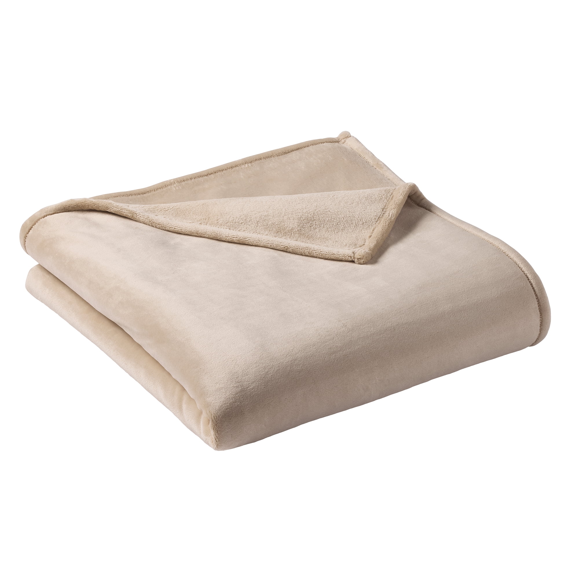 Better Homes & Gardens Velvet Plush Super Soft Bed Blanket, Full/Queen Size, Almond Biscuit