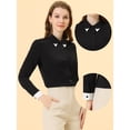 thumbnail image 2 of INSPIRE CHIC Chemisier Femme à Col Pointu Boutonné Manches Longues Bureau Décontracté Noir m, 2 of 4