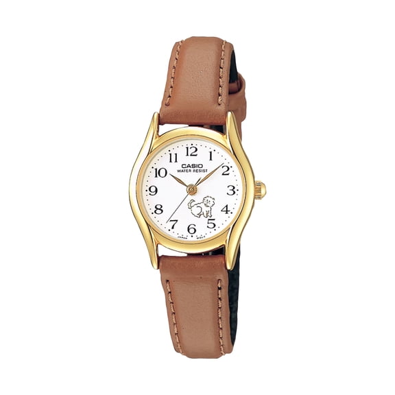 Casio Women’s White Dial Analog Watch with Tan Leather Strap - LTP-1094Q-7B7RDF