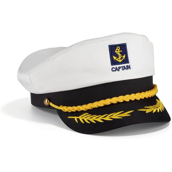 Omlopp Navy Blue Adjustable Gold Embroidered Captain Sailor Hat for Men Women Party Halloween Yacht Costume