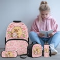 thumbnail image 2 of Garronmavis 4-in-1 Kids Girls Backpack Set Strawberry Capybara Printed School Backpack, Includes Backpack, Lunch Bag, Pencil Case, Water Holder Case for Back to School Use, 2 of 8