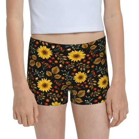 Pofeuu Fall Daisy Leaf Print Soft Cotton Girls Boyshort panties Toddler Underwear-X-Large