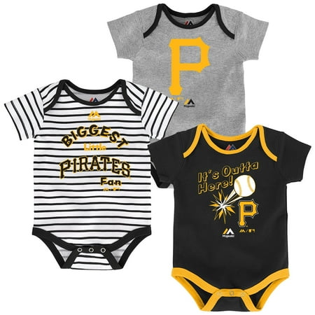 Pirate Funny Infant Bodysuit - Pittsburgh Pirates Majestic Newborn & Infant Home Run 3-Pack Bodysuit Set - Black/Gray/White