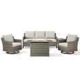 thumbnail image 2 of PARKWELL 5 Piece Outdoor Patio Furniture Set with Fire Pit Table,All-Weather Conversation Set with Luxury 4-Inch Thick Cushions,Swivel Glider Chair,5-Seat Furniture Sets for Deck, Backyard,Gray/Beige, 2 of 12