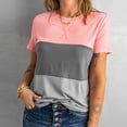 thumbnail image 4 of Brglopf Women's Color Block Short Sleeve Tops Fitted Casual Crewneck Loose T Shirts Comfy Going Out Athletic Work Top Blouse, 4 of 5