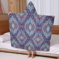 thumbnail image 5 of Blue Ethnic Paisley Pattern Hooded Bath Towel，60"x35" for Ages 3 To 12 Kids, Quick Dry Lightweight Soft Microfiber Hood Beach Towel Cover Up for Kids, 5 of 7