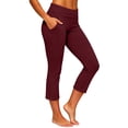 thumbnail image 2 of Utoimkio Women's Capri Flare Yoga Pants Fold Over High Waist Stretchy Cropped Bootcut Trousers with Side Pockets for Workout Lounging, 2 of 9