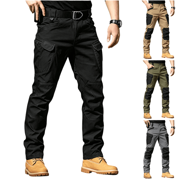 Evdexr Men's Cargo Pants Waterproof Straight Leg Quick Dry Trousers with Mutil Pockets 2026 Winter Running Outdoor Pant Relaxed Fit Breathbale Joggers L