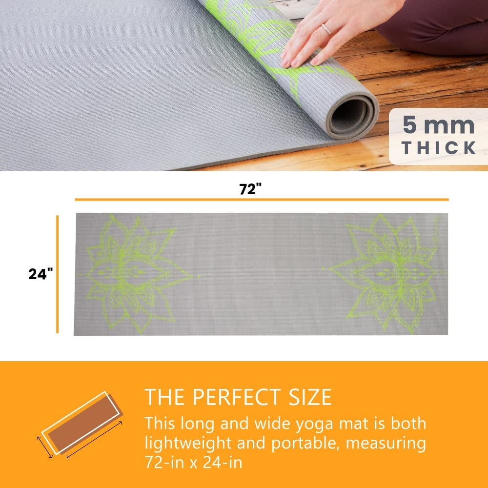 Sol Living 6P Free Yoga Mat Yoga Mat Stretching Pilates Meditation Exercise Mat Gym Equipment Non Slip Portable Travel Yoga Accessories Foldable Workout Mat - 24" x 72" - Grey