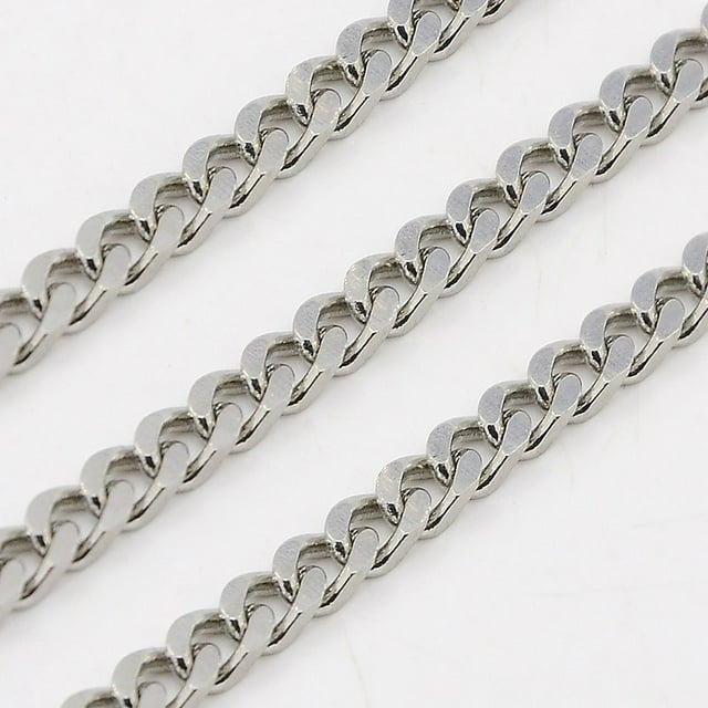 Non-Tarnish 3.28 Feet 304 Stainless Steel Twist Chains Faceted Unwelded Stainless Steel Color 3x1.5mm