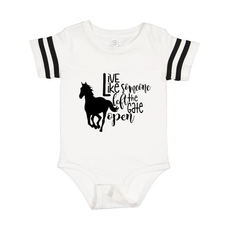 

Inktastic Live Like Someone Left the Gate Open Horse Silhouette Gift Baby Boy or Baby Girl Bodysuit