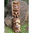 thumbnail image 2 of FIJIAN TIKI MASK W/ 2 DEITIES - 8" EVIL HUNTER - POLYNESIAN ART, 2 of 2