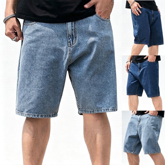 Tbopshirt Jean Shorts for Men Fashion Classic Loose Casual Wear with Pockets Denim Shorts