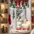 thumbnail image 3 of Christmas Dwarfs Valances for Windows, 42 x 18in, Xmas Gnome Pine Tree Snow Red Black Plais Rod Pocket Kitchen Valance Curtain Light Filtering Window Treatments for Living Room Bedroom, 1 Panel, 3 of 7