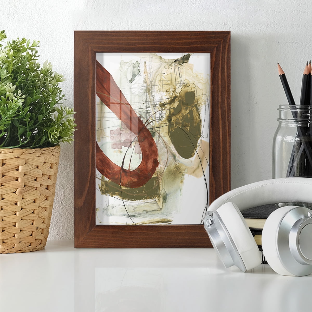 Rusted Loops I - Framed Print w/glass - Chestnut