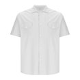 thumbnail image 5 of YABCSAZ Men's Oxford Shirts Button Down Shirt Regular Fit Tops Dress Shirts for Hiking Fishing, Summer Wedding Shirt Relaxed Loose Shirt with Pocket, Short Sleeve Casual Shirts for Men, 5 of 6
