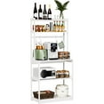 thumbnail image 6 of IVV Bamboo Bakers Rack, 5-Tier Microwave Stand, Kitchen Utility Storage Shelf with 4 S-Shaped Hooks, Coffee Bar Table Station, Standing Rack, 30.75"L x 15"W x 65.75"H, White, 6 of 9