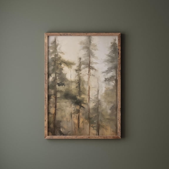 Vintage Pine Tree Wall Art, Rustic Pine Forest, Sage Green Wall Art, Moody Wall Art, Woodland Nursery Wall Art, Poster, Unframed Poster Size 8x12 F03.1.15l841