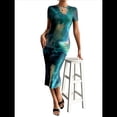 thumbnail image 2 of Vestido Ajustado con Cuello Redondo y Mangas para Mujer Verde S, 2 of 6