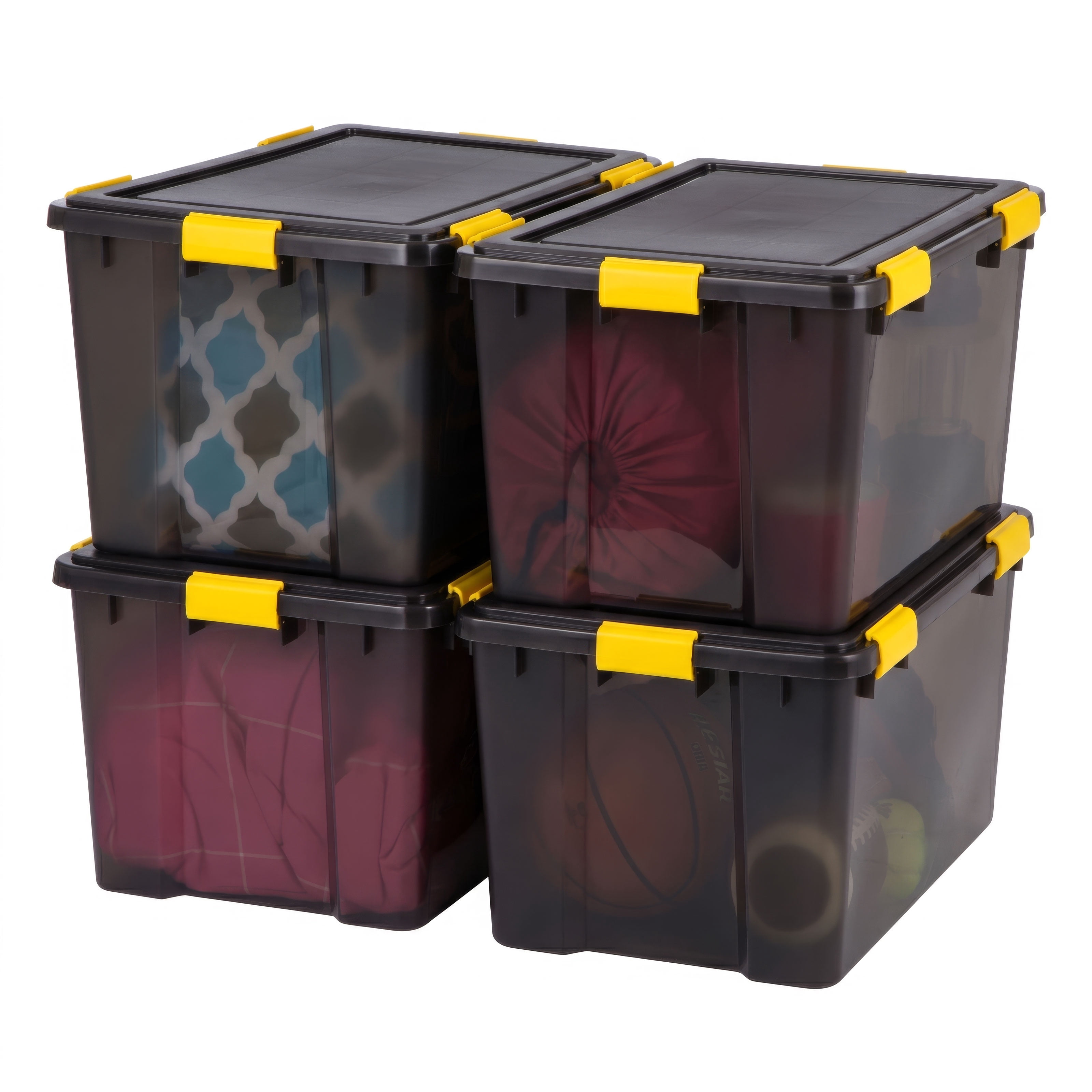 IRIS, 19 Gal Plastic Storage Bins with Sealed Lids, Black Gasket Box Airtight Containers 4Pk