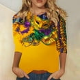 thumbnail image 2 of QATAINLAV Womens 3/4 Sleeve Tops Casual Crew Neck T Shirts Trendy Cute Floral Print Blouses Dressy Fall Basic Tops Multicolor XXXL Deal Of The Day Prime Today, 2 of 6