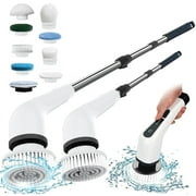 Blaward Electric Spin Scrubber, 2 Speeds, Cordless Bath Tub Power Scrubber with Adjustable Extension Arm and 8 Replaceable Brushes, Shower Cleaning Brush Household Tools for Bathroom Tile