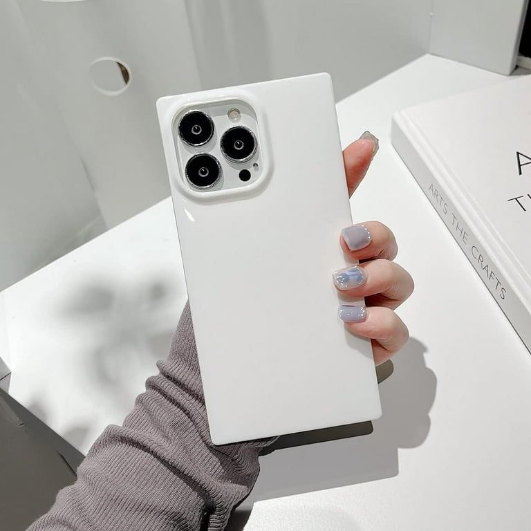White iPhone 14 Pro Max Case,Luxury Glossy Milk Color Sleek Pure