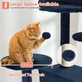 thumbnail image 3 of NiamVelo 54-in Double Condo Cat Tree Tower Playhouse with Scratching Post & Perch for Indoor, Navy Blue, 3 of 8