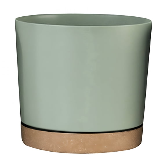 ACDANC 8 Inch Plastic Plant Pots with Saucer Set, Large Terra Cotta Style Containers with Drainage Holes for Indoor Outdoor Garden Patio Balcony