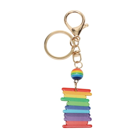 Unique Bargains 1 Pc Fashionable Rainbow Handbag Charm Decorative Keychain Multicolored