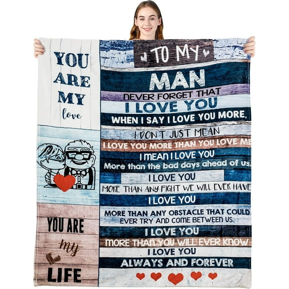 Anniversary Father''s Day Birthday Gifts for Husband Boyfriend Dad, You are My Life Wedding Christmas Blankets Gifts to My Man, Fleece Blankets Soft Bedding Sofa