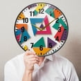 thumbnail image 6 of Yayeee Wall Clock Battery Operated 9.5" Silent Quartz Non-Ticking for Living Room Decor, Purple Triangles, 6 of 8