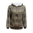 thumbnail image 2 of LMLYSoH Women Zip Up Drawstring Hoodie Casual Striped Long Sleeve Sweatshirt Jacket Autumn Streetwear, 2 of 5