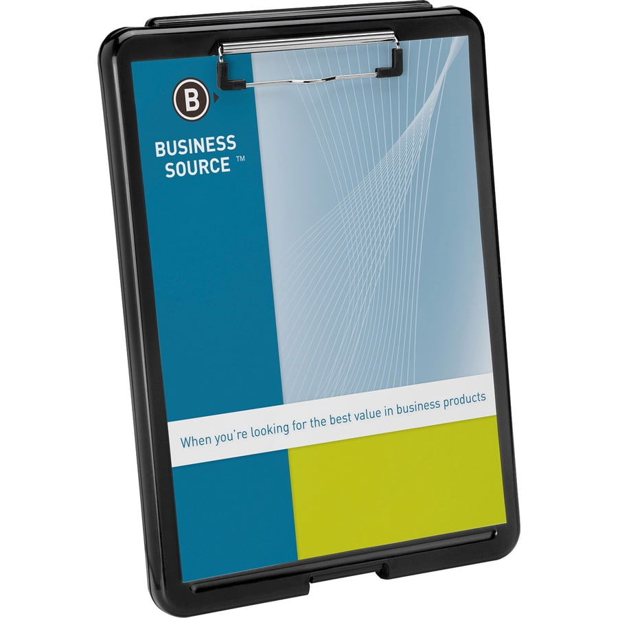 Business Source Plastic Storage Clipboard - Black - 12 / Carton