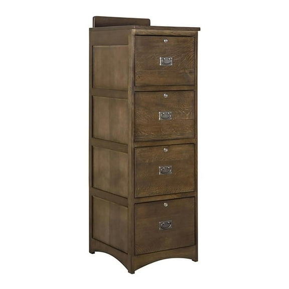 Pemberly Row Contemporary 4-Drawer Wood File Cabinet in Walnut