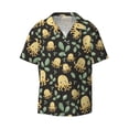 thumbnail image 2 of Lsque Octopuses And Leaves print Men's Cuban Collar Short Sleeve Shirt Summer Beachwear Casual Button Down Fashionable Vacation Leisure Shirt-3X-Large, 2 of 7