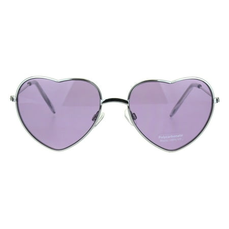 - Hippie Pimp Color Lens Metal Rim Valentine Heart Shape Sunglasses Purple