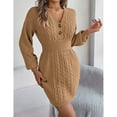 thumbnail image 3 of Sweater for Women Lantern Sleeve Sweater Dress Casual Pullover Cable Knitted Sweaters Alsol Lamesa, 3 of 6