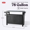 thumbnail image 3 of Keter Unity XL Outdoor Durable Kitchen Rolling Bar Cart with Storage Cabinet, Graphite, 3 of 12