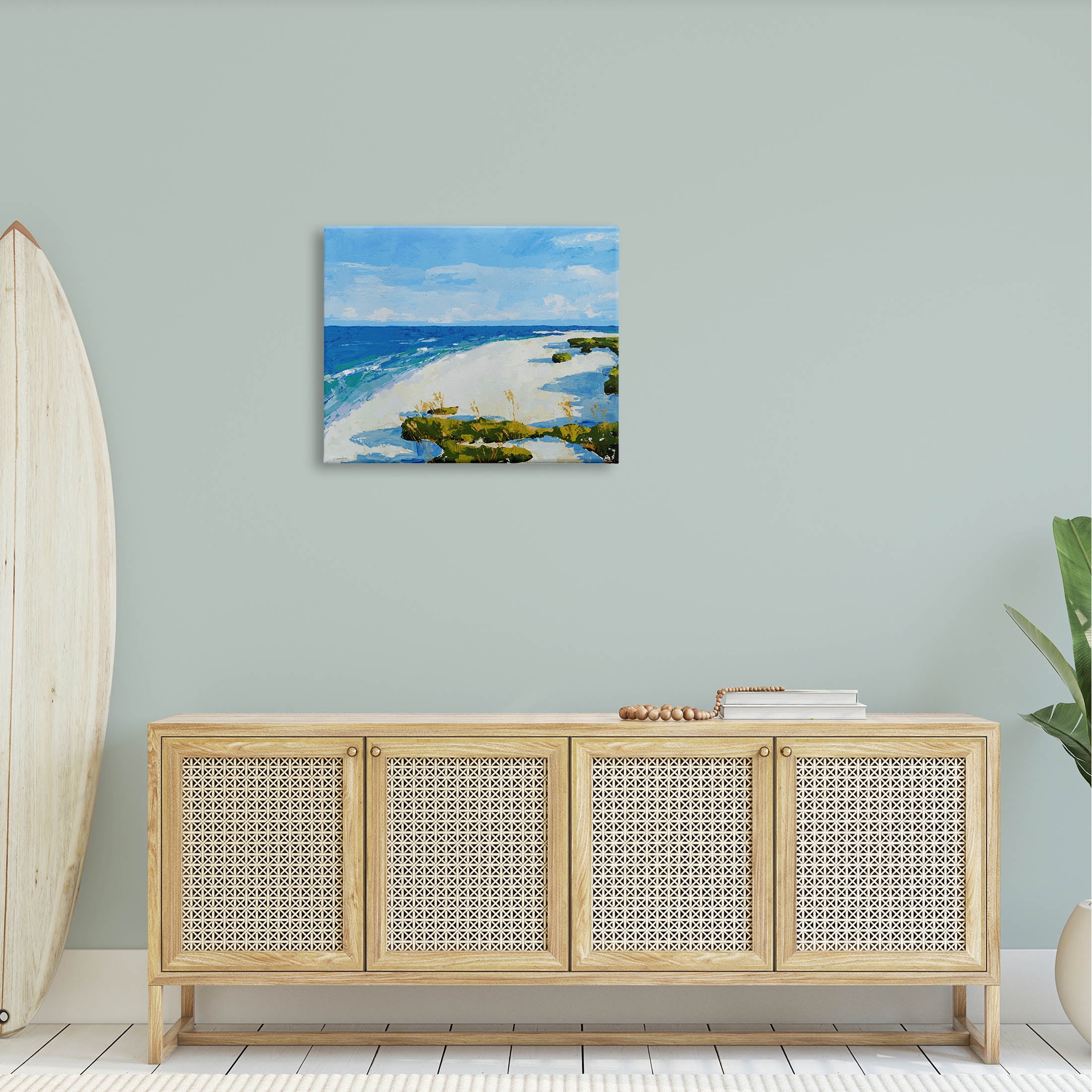 Modern Beach Sand Landscape Coastal Painting Gallery Wrapped Canvas Print Wall Art