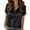*Black, variant on ClodeEU Women's Satin Collared Button Down Short Sleeve Blouse, Solid Color Casual Summer Shirt Black,Women's Plus L