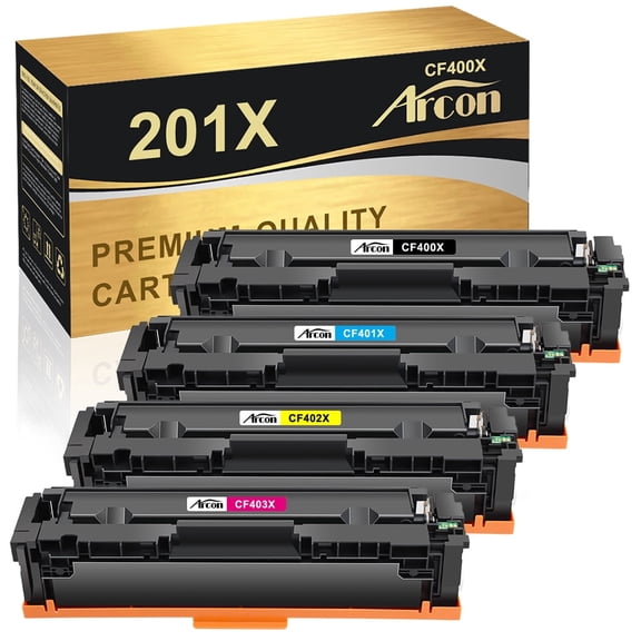 Compatible for HP MFP M277dw cartridges 201X CF400X Toner 4-Pack Color LaserJet Pro MFP M252dw M277dw M252n M277c6 M274n CF401X CF402X CF403X Printers (Black Cyan Magenta Yellow)