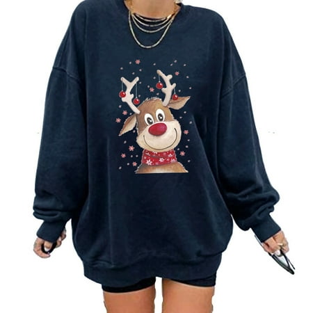 

Ichuanyi Womens Fall Tops Clearance Christmas Fashion Women s Casual Long Sleeve Printed Ladies Sweatshirt Tops