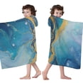 thumbnail image 4 of Blue Gold Wave Marble Pattern Hooded Bath Towel，60"x35" for Ages 3 To 12 Kids, Quick Dry Lightweight Soft Microfiber Hood Beach Towel Cover Up for Kids, 4 of 7