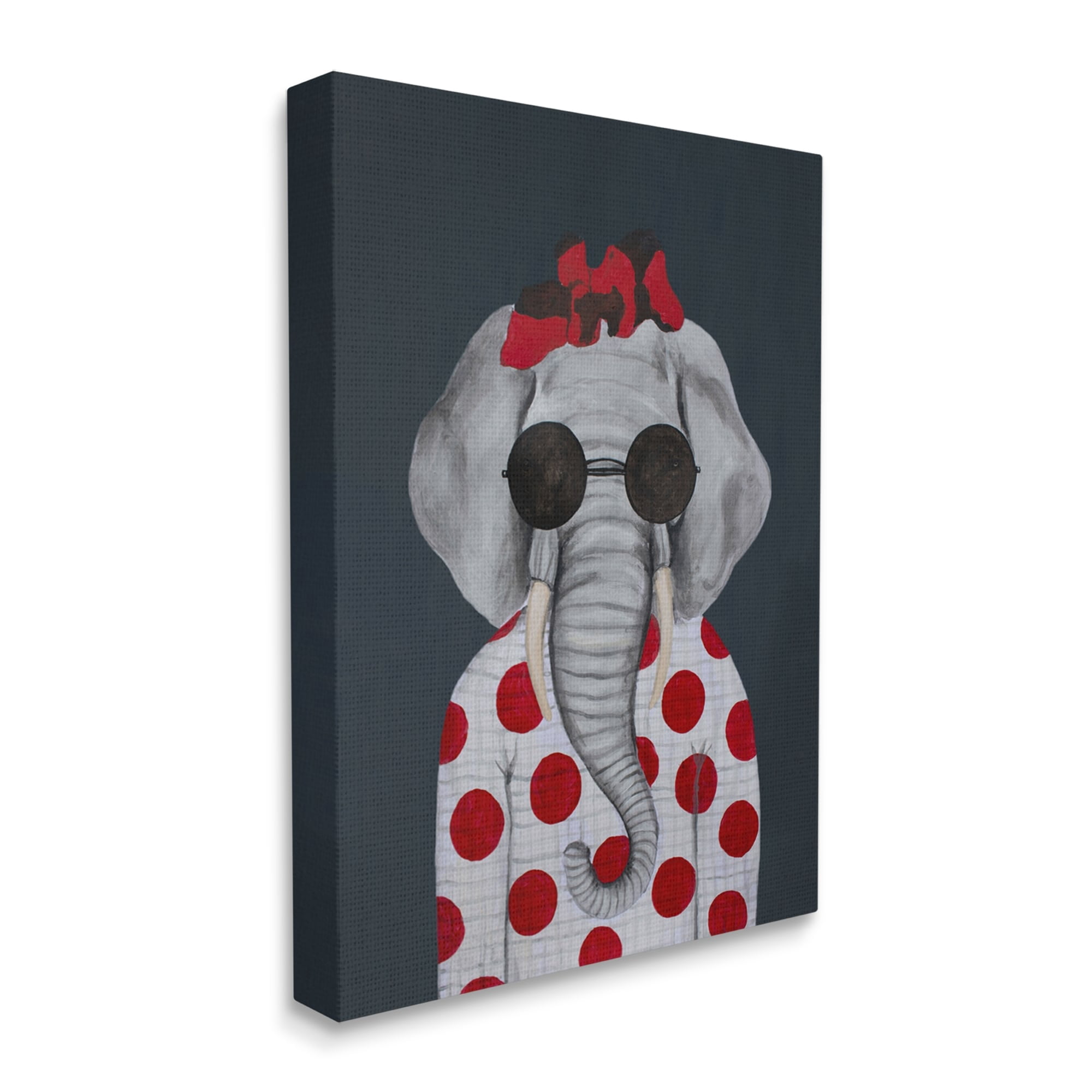 Stupell Industries Fashionable Elephant Sunglasses Bow Polka Dot Pattern Portrait , 30 x 40, Design by Coco de Paris