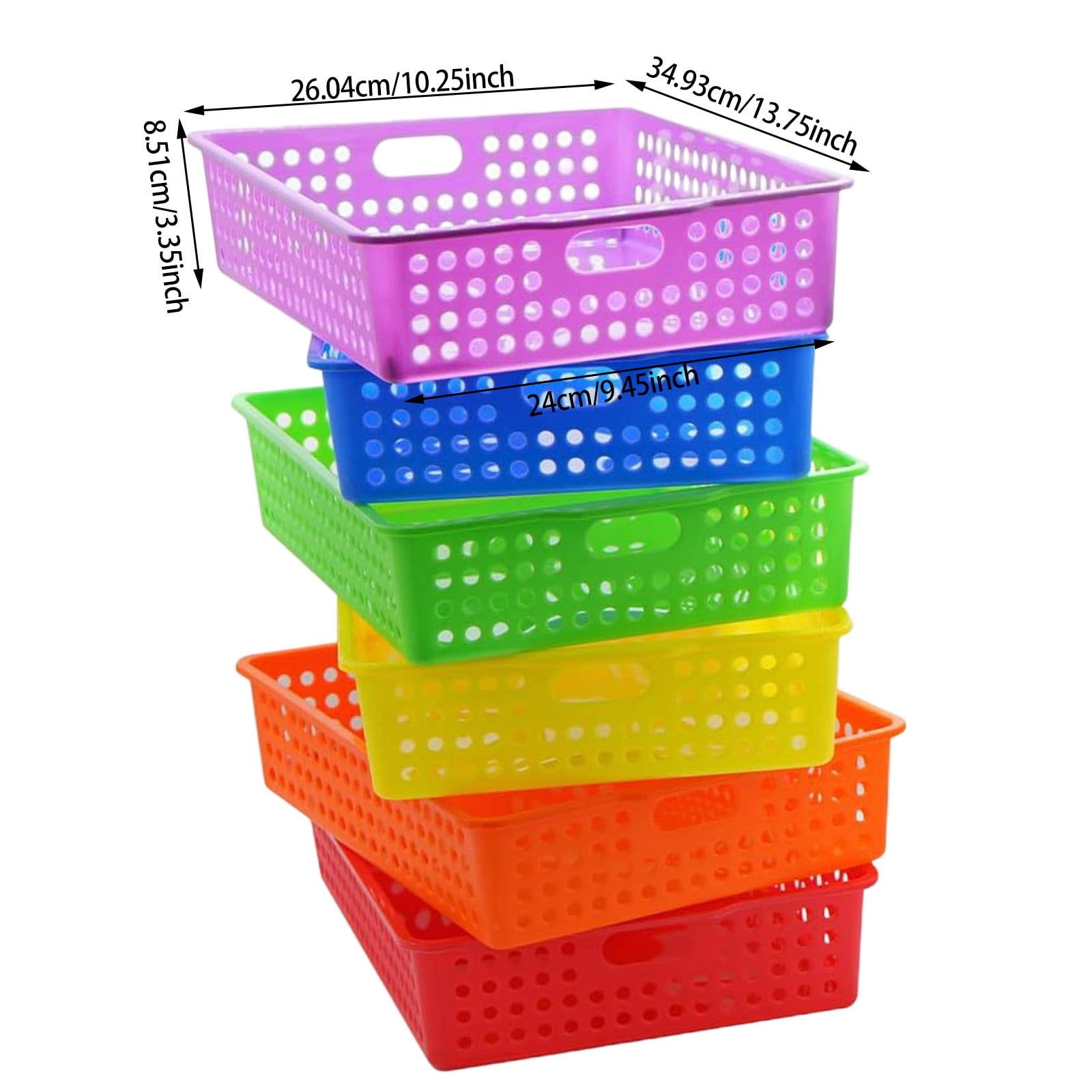 6 Pack Classroom Paper Baskets, Organizing Desk Boho Tray for A4 Papers, Classroom Storage Paper Bins, Fun Turn In Trays for Teachers and Students, Office Desk Room Trays (Macaron)