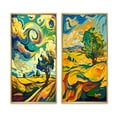 thumbnail image 2 of Designart "Countryside Art Swirling Vibrant Tree I" Meadow Framed Wall Art Set Of 2 - Traditional Gold Framed Canvas Set For Living Room Decor, 2 of 6