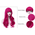thumbnail image 7 of RightOn 26" Hot Pink Wig Long Wavy Wig with Bangs Women Girls Synthetic Wig Long Wig Rose Red Wigs with Wig Cap, 7 of 7